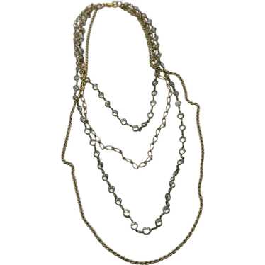 Vintage multi chain crystal necklace - image 1