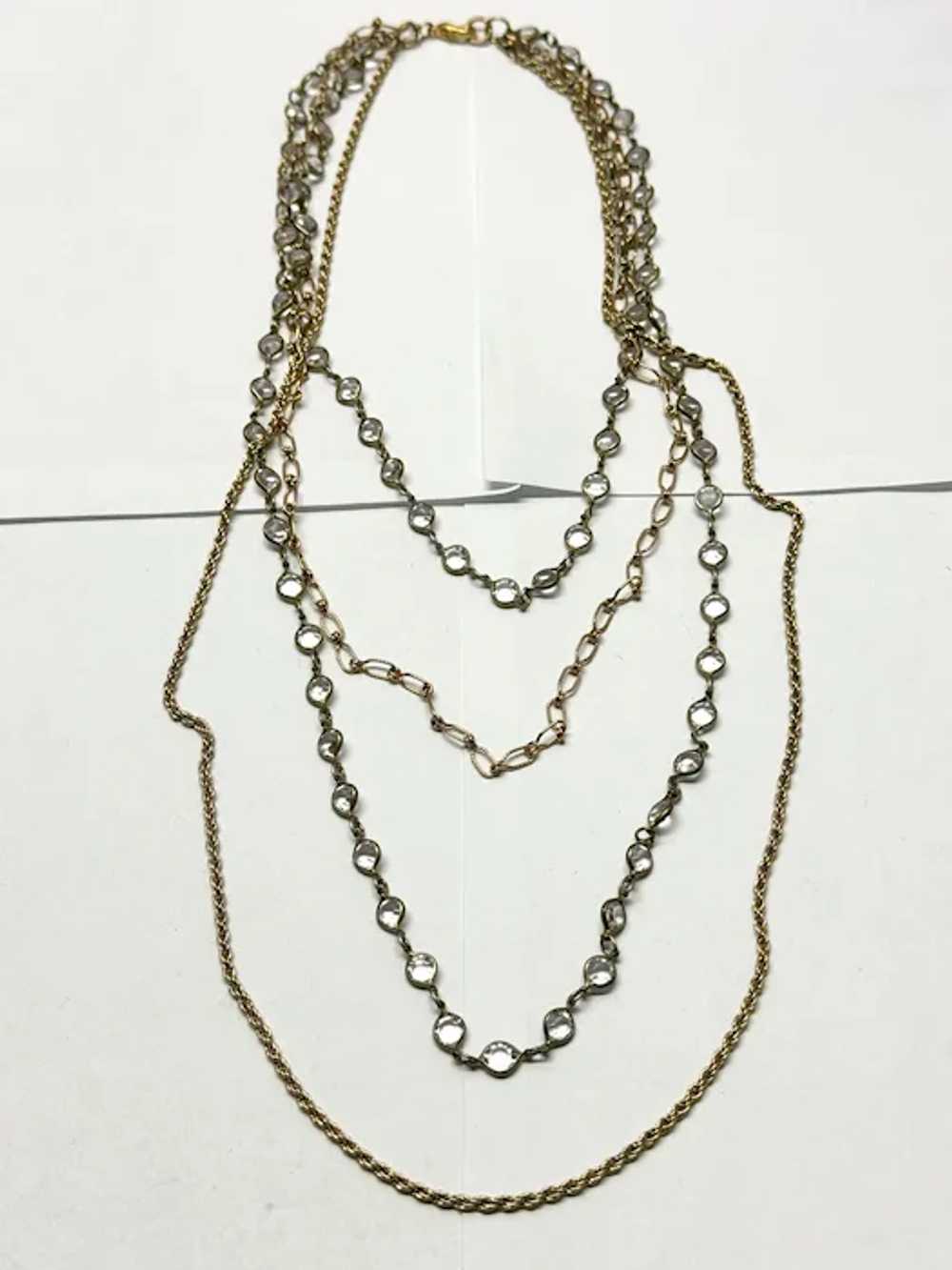 Vintage multi chain crystal necklace - image 2