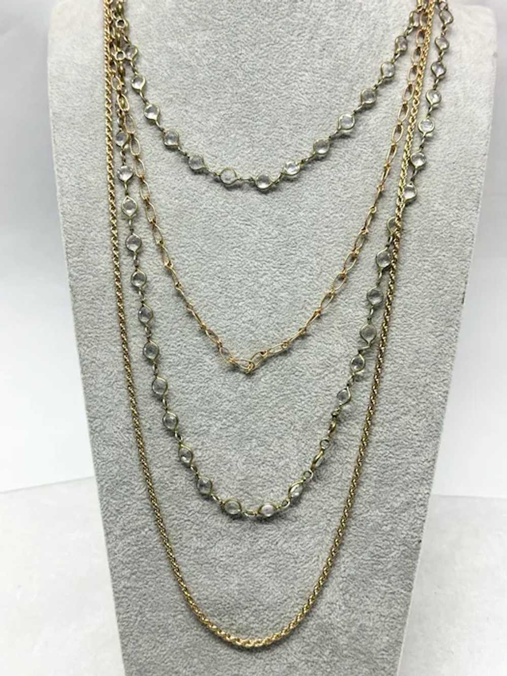 Vintage multi chain crystal necklace - image 4