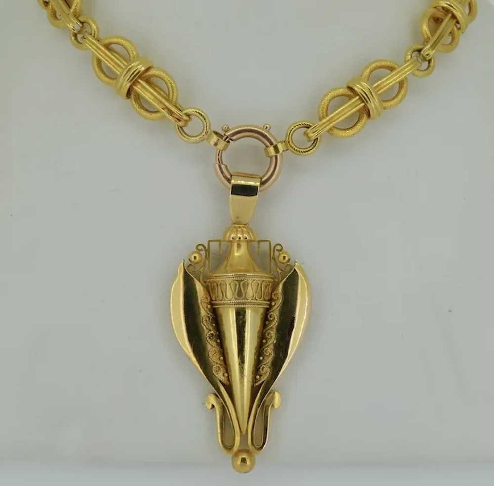14K Victorian Etruscan Revival Over Sized Pendant - image 3