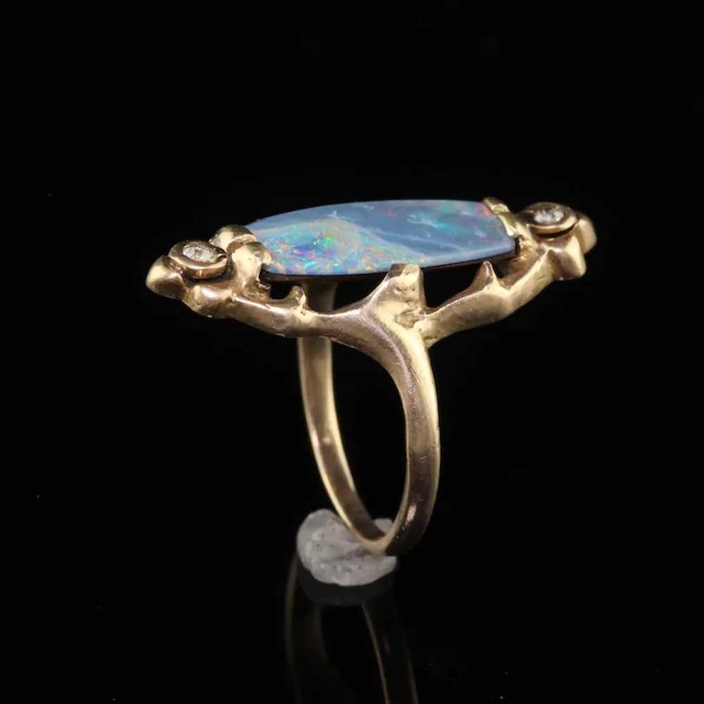 Antique Art Nouveau 10K Rose Gold Boulder Opal an… - image 5