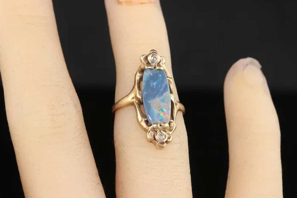 Antique Art Nouveau 10K Rose Gold Boulder Opal an… - image 6