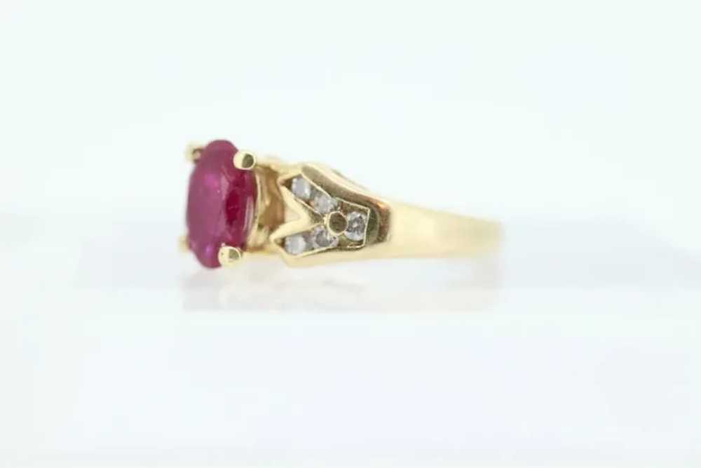 Vintage Ruby Ring. 14k Oval Ruby and Diamond Soli… - image 2