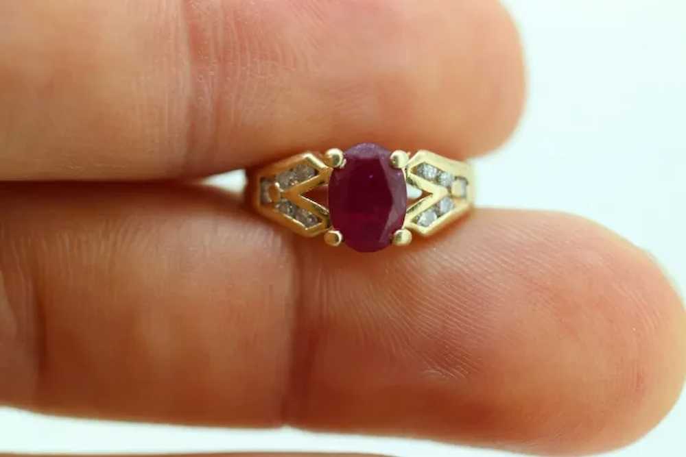 Vintage Ruby Ring. 14k Oval Ruby and Diamond Soli… - image 3