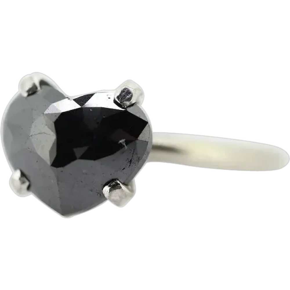 14k Heart Diamond Cut Solitaire ring. 14k white g… - image 1