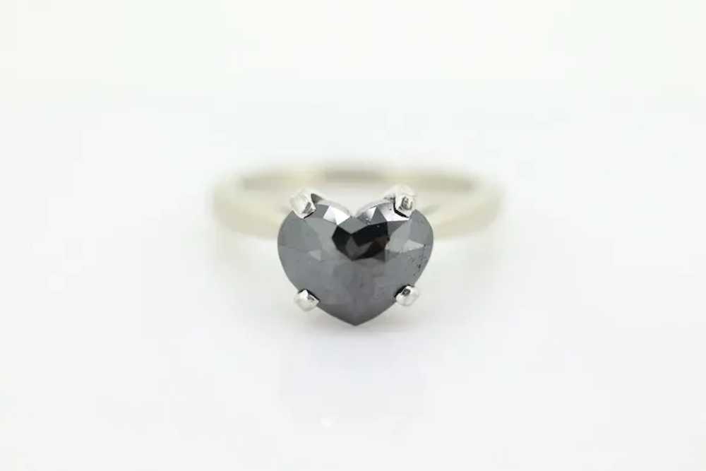14k Heart Diamond Cut Solitaire ring. 14k white g… - image 2