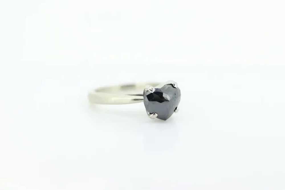 14k Heart Diamond Cut Solitaire ring. 14k white g… - image 7