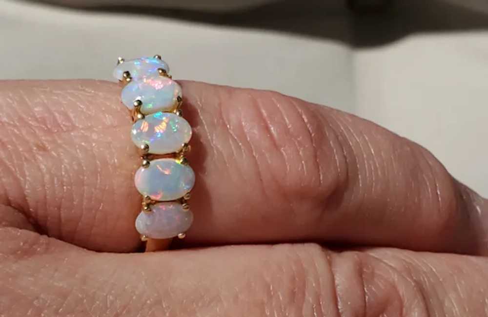 14K Crystal Opal Semi Eternity Ring - image 11