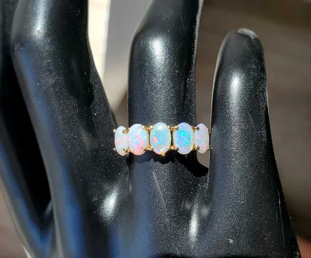 14K Crystal Opal Semi Eternity Ring - image 12