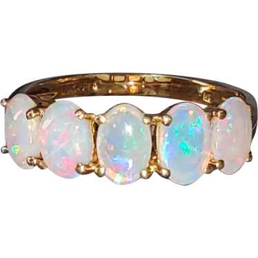 14K Crystal Opal Semi Eternity Ring - image 1