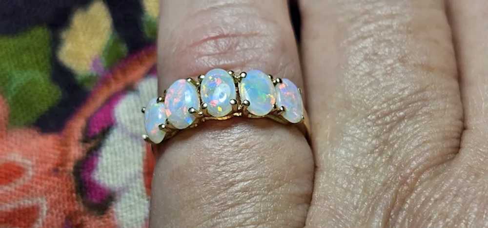 14K Crystal Opal Semi Eternity Ring - image 2