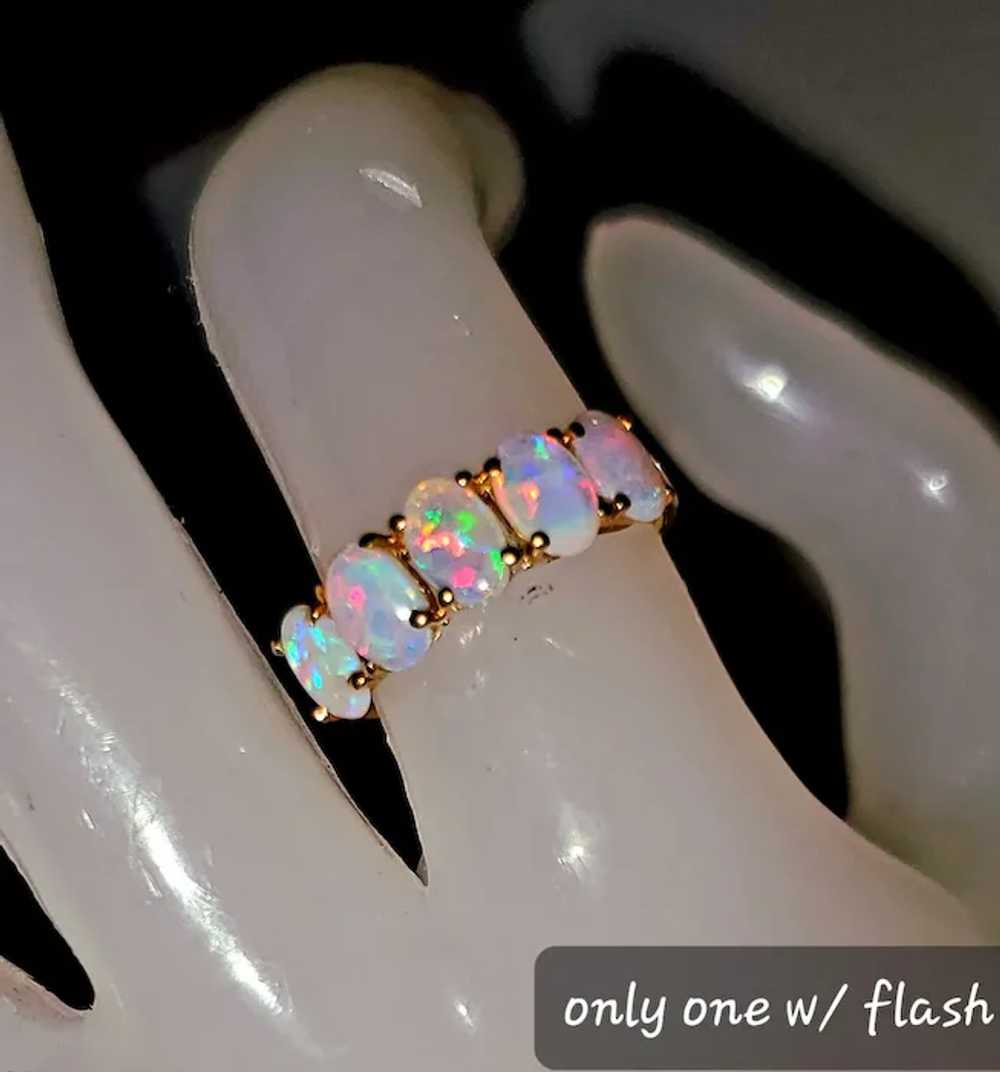 14K Crystal Opal Semi Eternity Ring - image 3