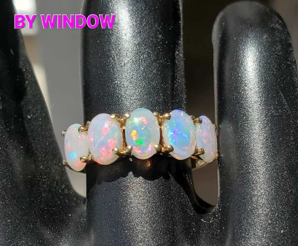 14K Crystal Opal Semi Eternity Ring - image 4