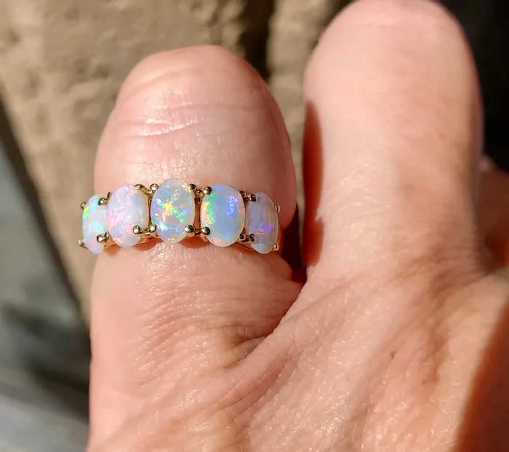 14K Crystal Opal Semi Eternity Ring - image 6