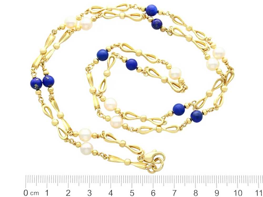 Vintage 7.80cttw Lapis Lazuli and Pearl 18k Yello… - image 6