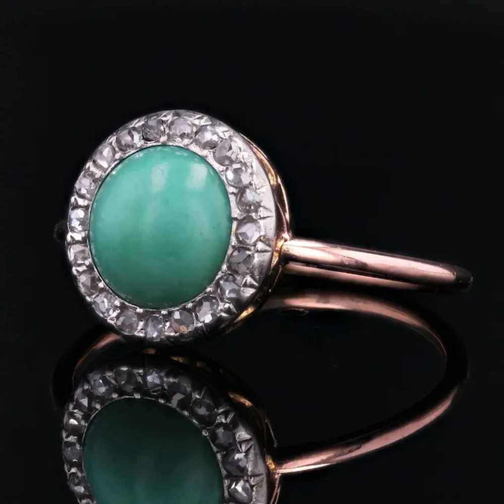 20th Century Turquoise Diamonds 18 Karat Rose Gol… - image 8