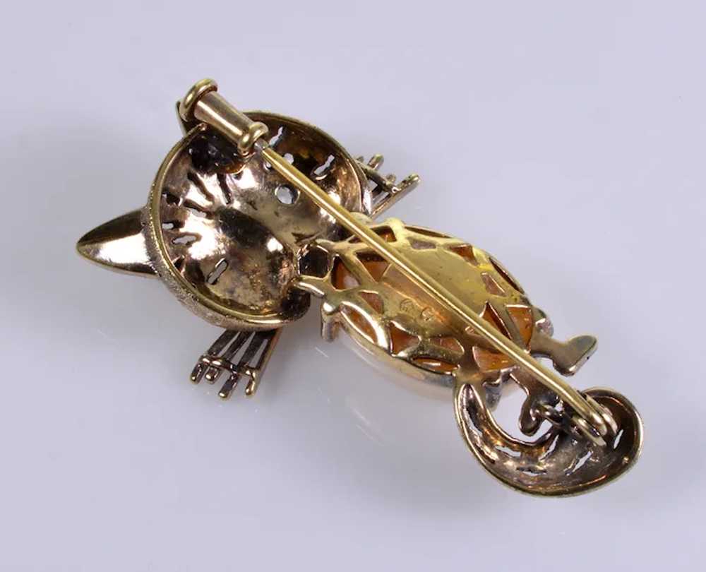 French Winking Cat Vermeil Sterling Pin Brooch C.… - image 4