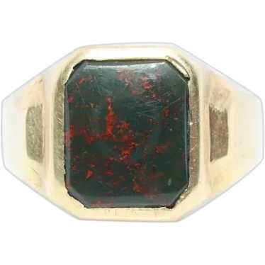 10k bloodstone ring black and red blood stone mens