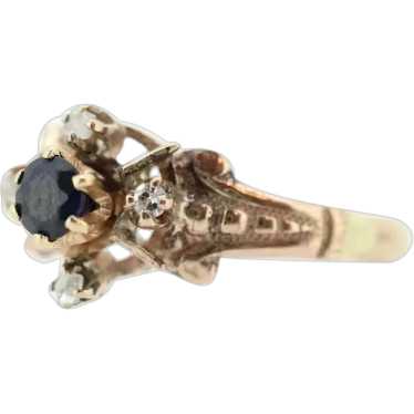 Antique ring. 10k diamond and sapphire Halo ring. 