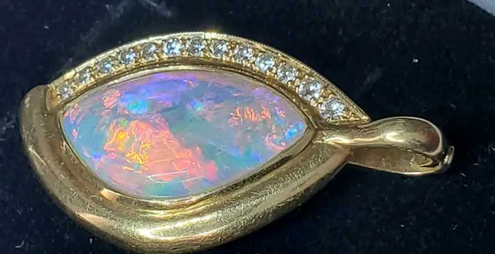 18K Australian Crystal Opal & Diamond Pendant - image 11