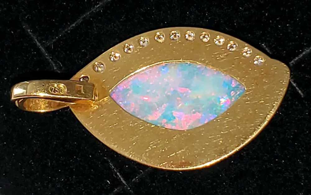 18K Australian Crystal Opal & Diamond Pendant - image 12