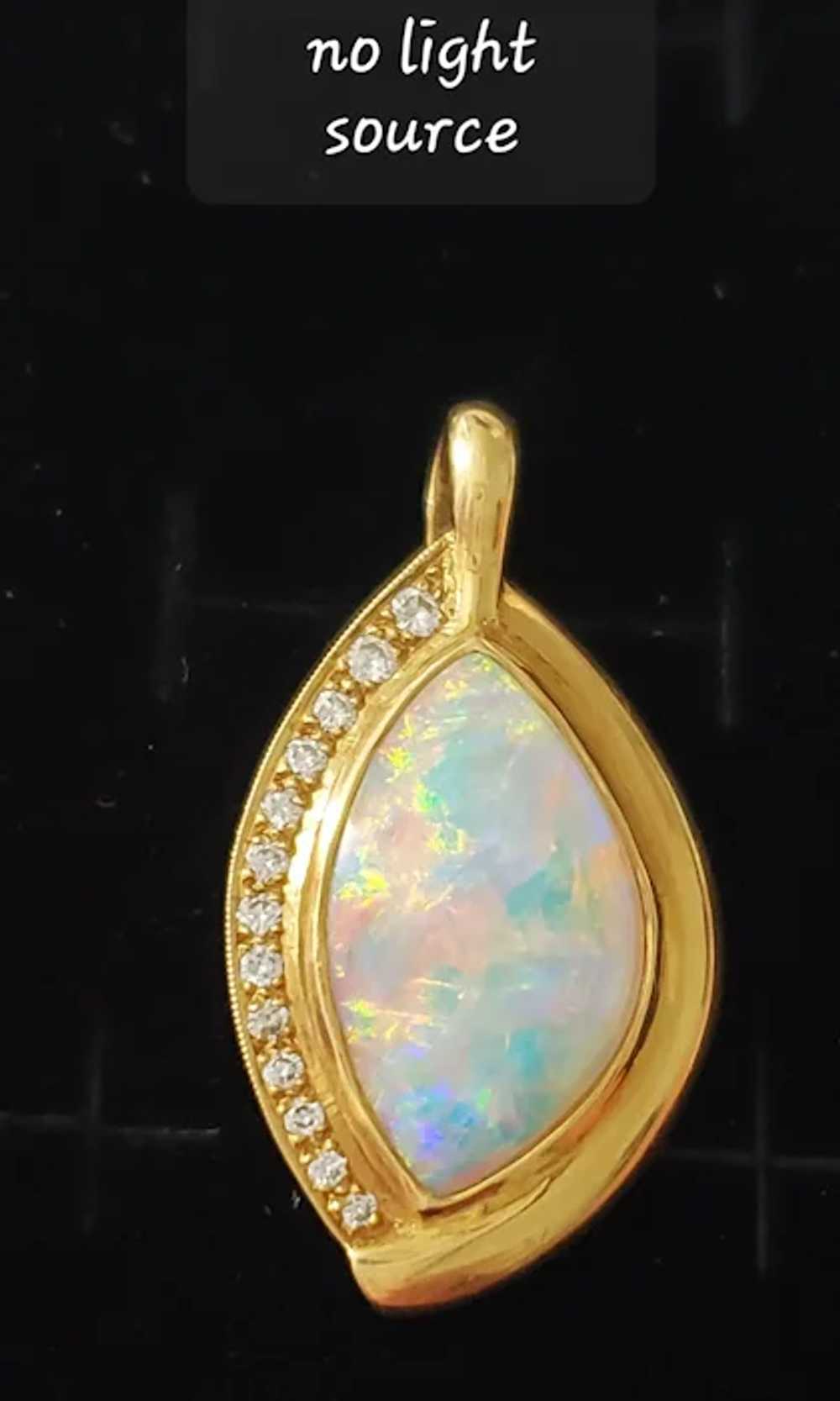 18K Australian Crystal Opal & Diamond Pendant - image 7