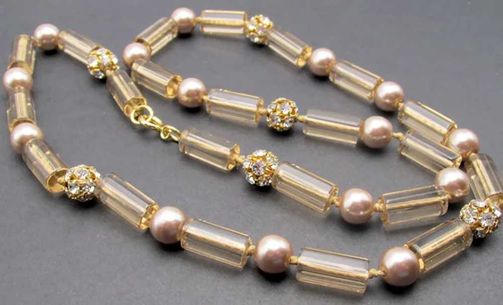 Czech Champagne Glass, Cream Faux Pearl, and Crys… - image 3