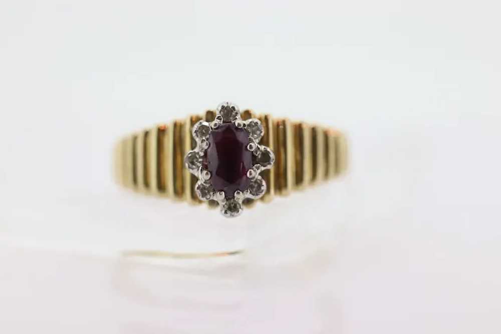 10k Ruby and Diamond HALO ring. 10k Yellow Gold R… - image 4