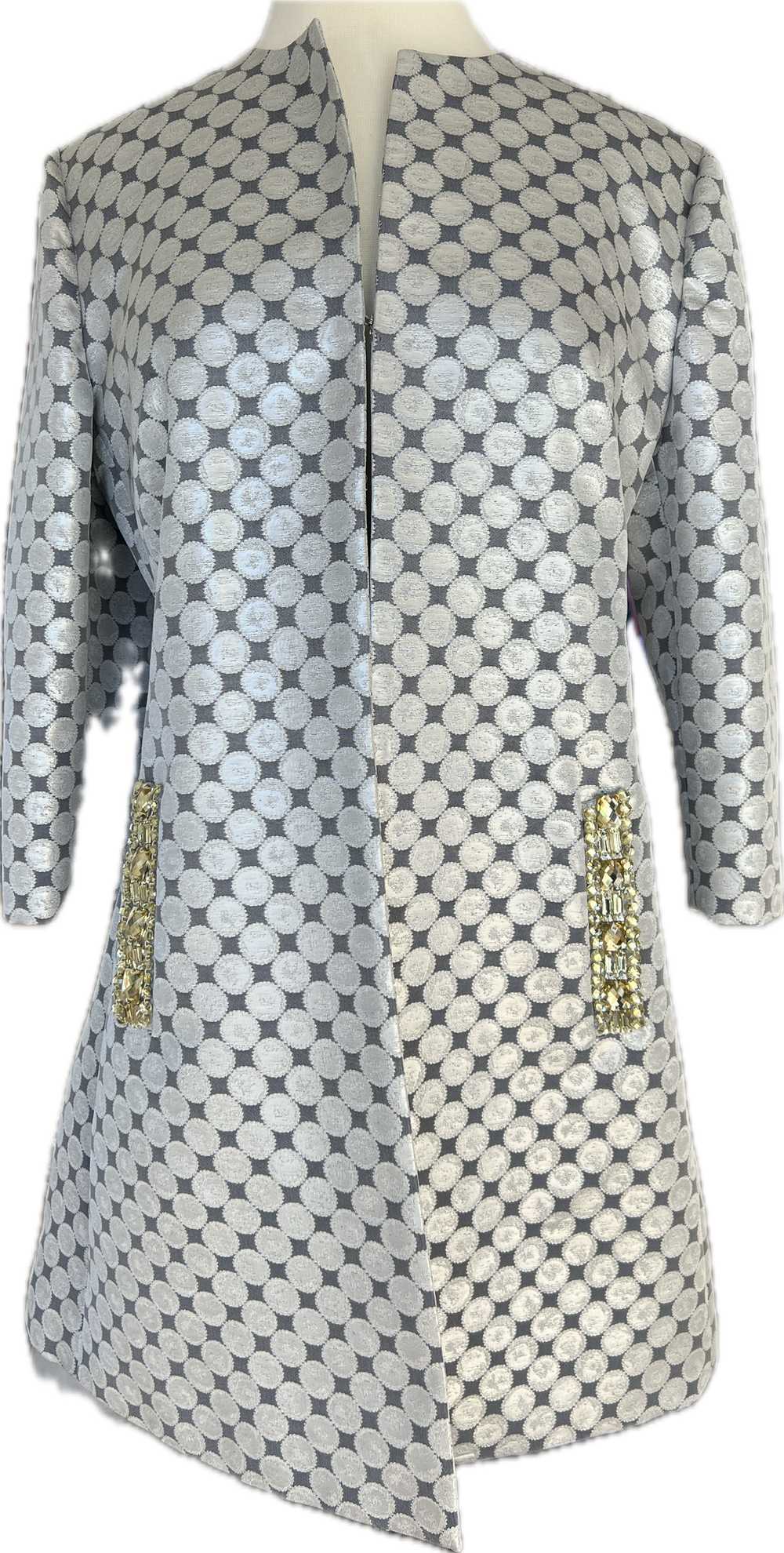 Sara Campbell Light Grey Coat with Jewel Detail, … - image 1