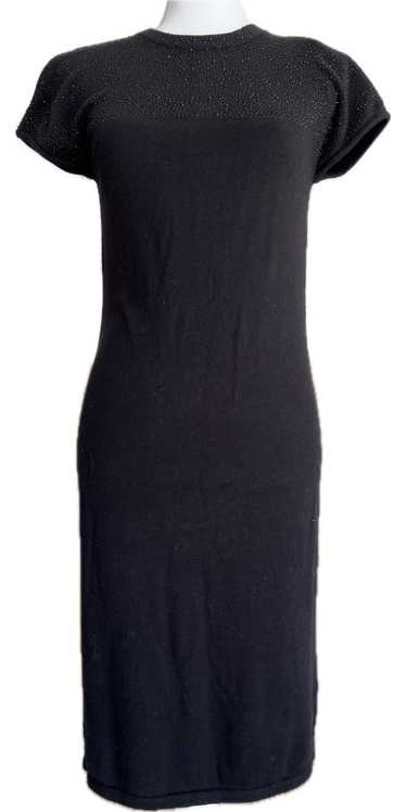 Neiman Marcus Black Beaded Stretch Dress, S