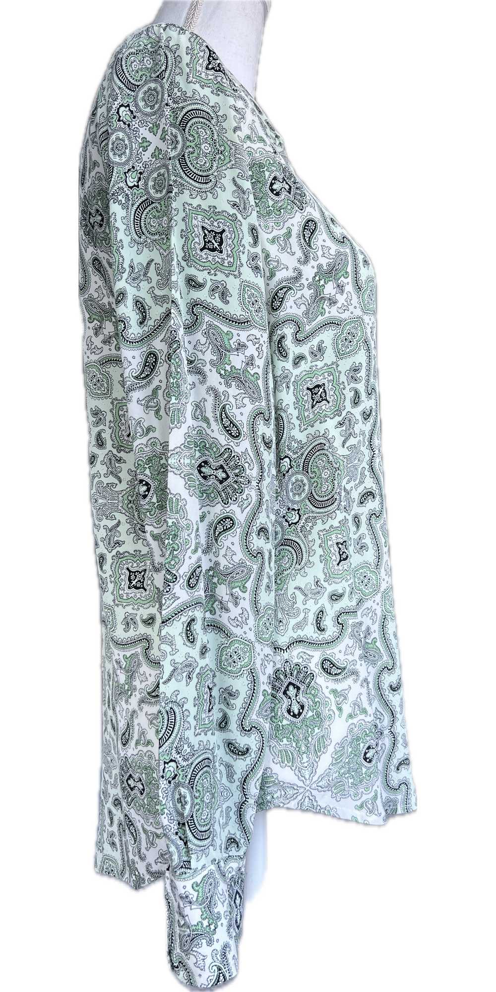 Equipment Mint Green and Black Paisley Silk Shirt… - image 2