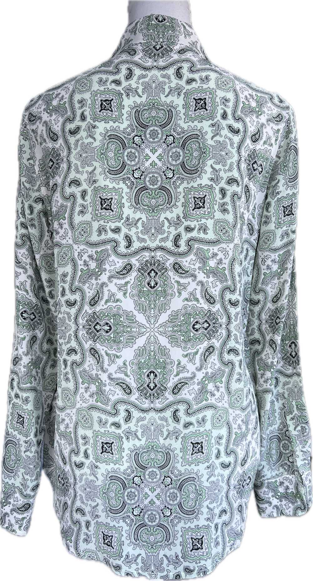 Equipment Mint Green and Black Paisley Silk Shirt… - image 3