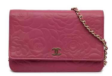 Product Details Chanel Pink Camellia Embossed Wal… - image 1
