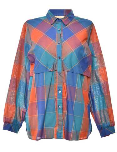 Checked Blue Blouse - L - image 1