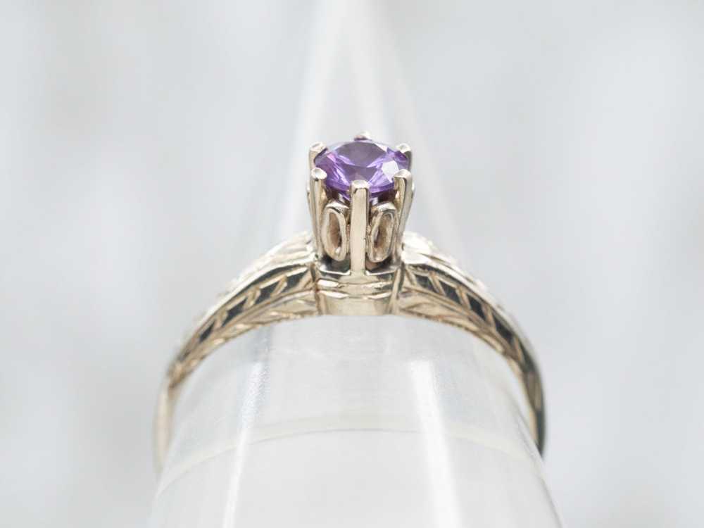 Yellow Gold Round Cut Purple Sapphire Solitaire R… - image 3