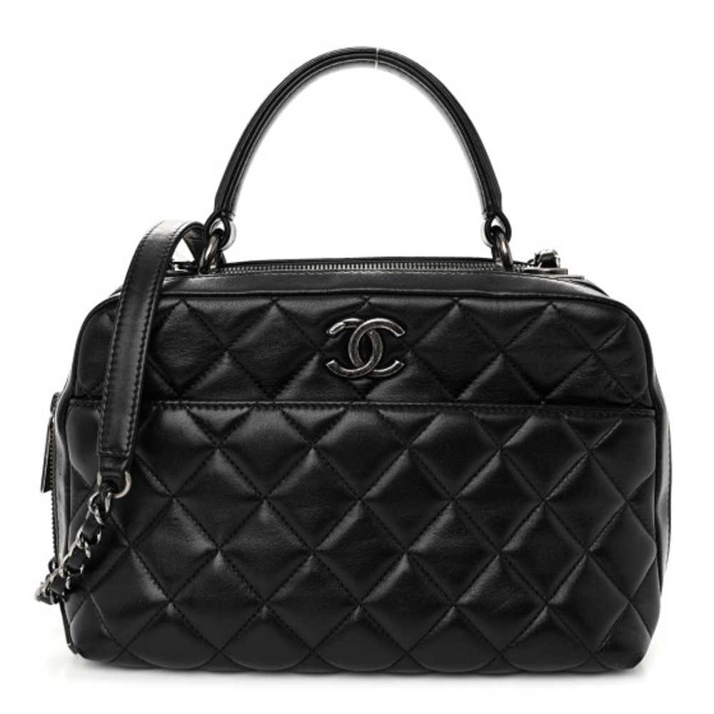 CHANEL Lambskin Quilted Medium Trendy CC Bowling … - image 1