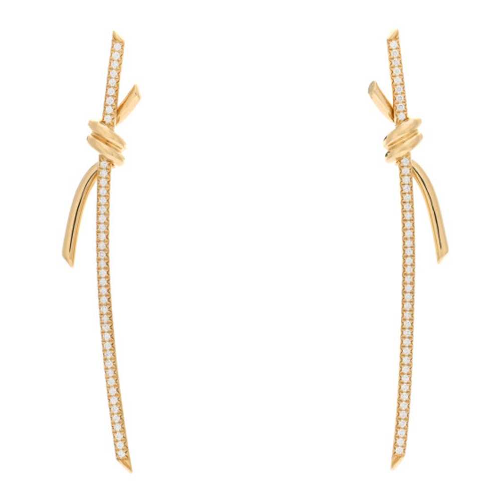 TIFFANY 18K Yellow Gold Diamond Tiffany Knot Drop… - image 1