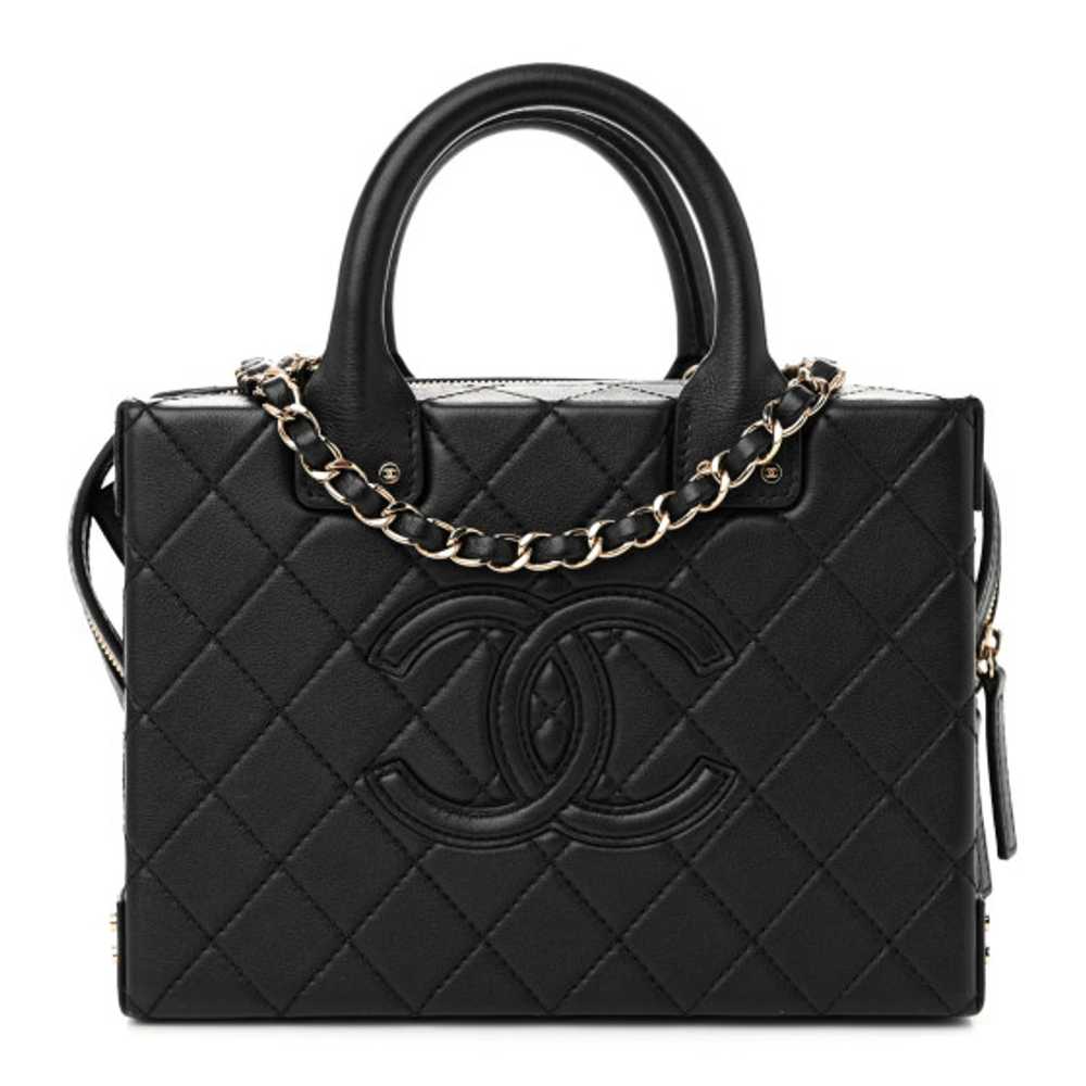 CHANEL Calfskin Quilted Studded Square Vanity Cas… - image 1