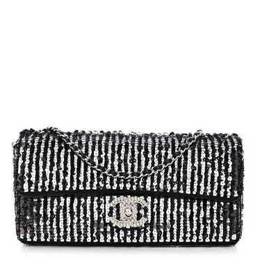 CHANEL Sequin Quilted Pearl CC Flap Clutch Black - image 1