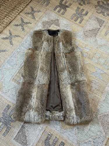 Jenni Kayne Rabbit Fur Lambskin Leather Silk Vest… - image 1