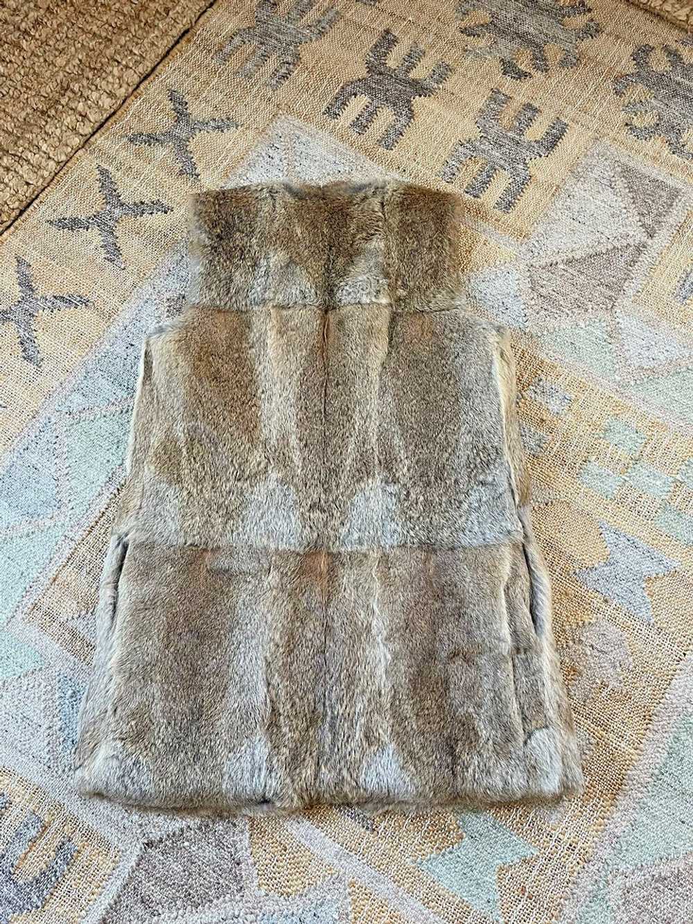 Jenni Kayne Rabbit Fur Lambskin Leather Silk Vest… - image 2