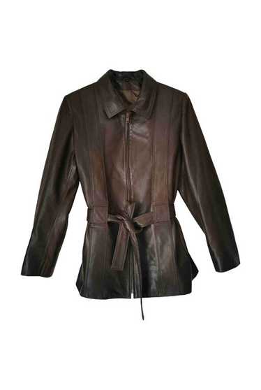 Leather safari jacket - Safari jacket in soft brow