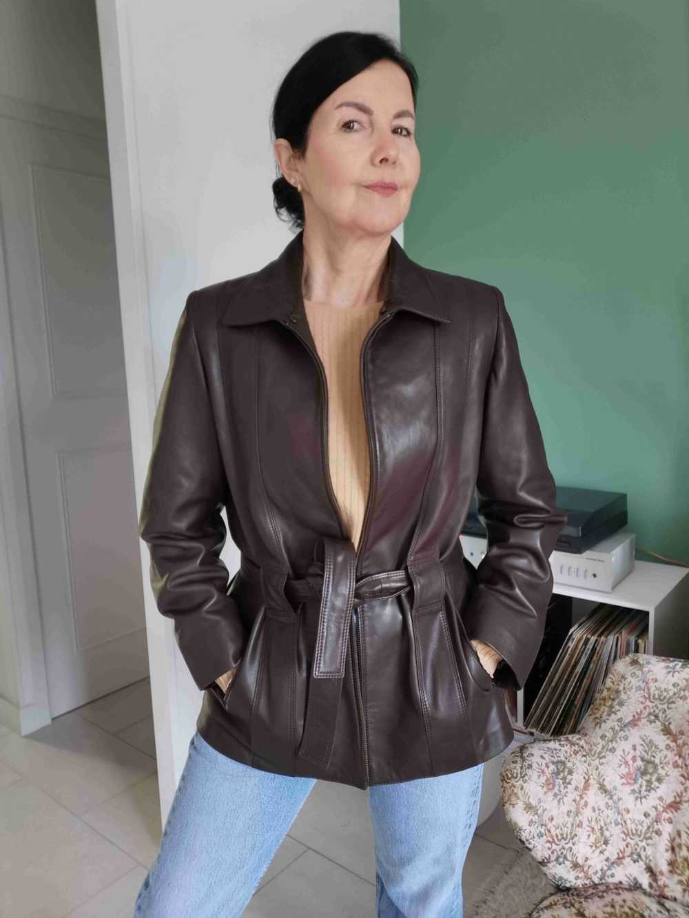 Leather safari jacket - Safari jacket in soft bro… - image 2
