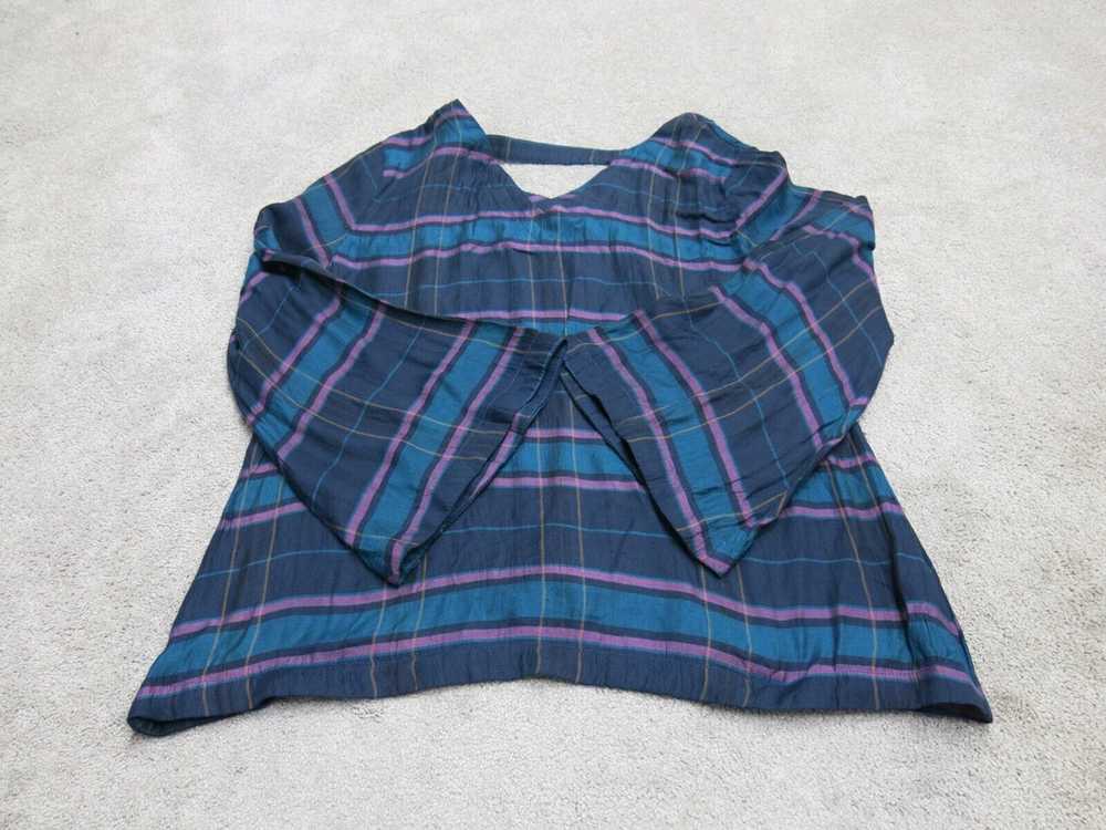 Loft Womens Blouse Top Bell Sleeves V Neck Plaid … - image 2