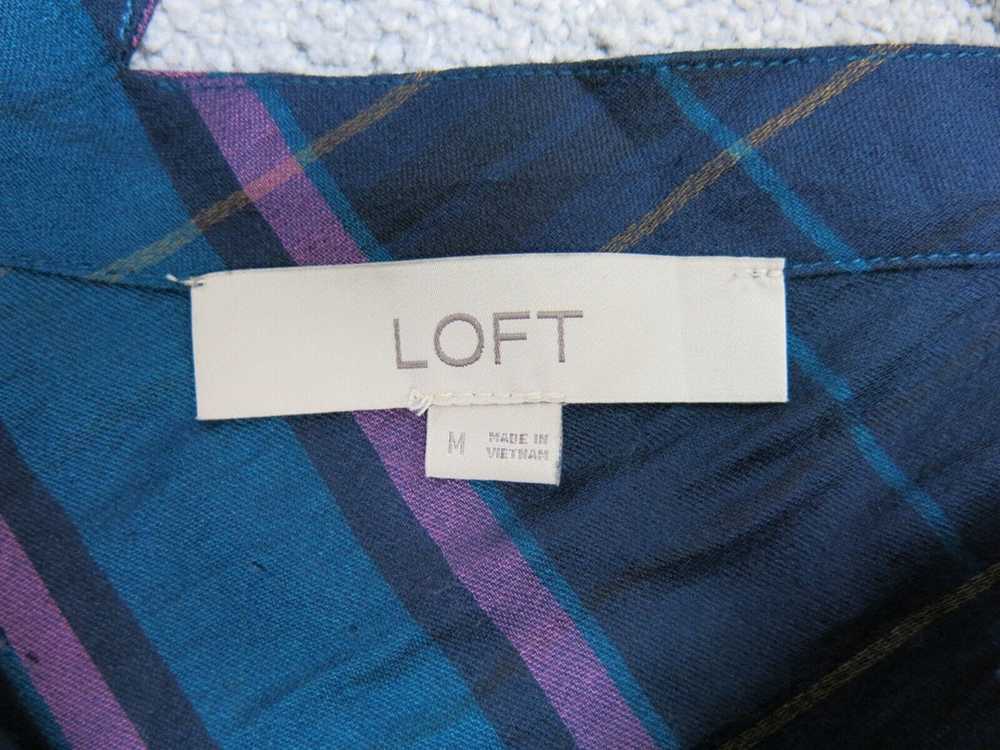 Loft Womens Blouse Top Bell Sleeves V Neck Plaid … - image 5