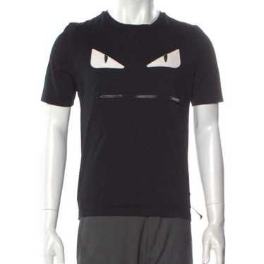 FENDI Embroidered Super Bugs Black Cotton Logo T-Shirt Men's Size Extra  Small XS