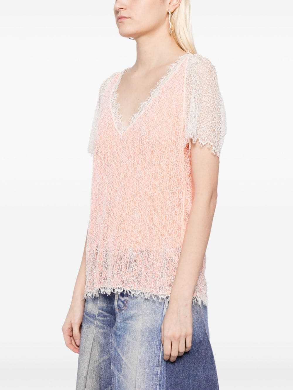 CHANEL Pre-Owned 2000 lace short-sleeve T-shirt -… - image 3