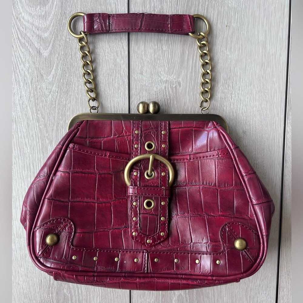 Nine West 90s Cranberry Croc Embossed Handbag Sma… - image 1