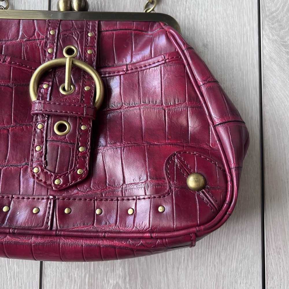 Nine West 90s Cranberry Croc Embossed Handbag Sma… - image 2