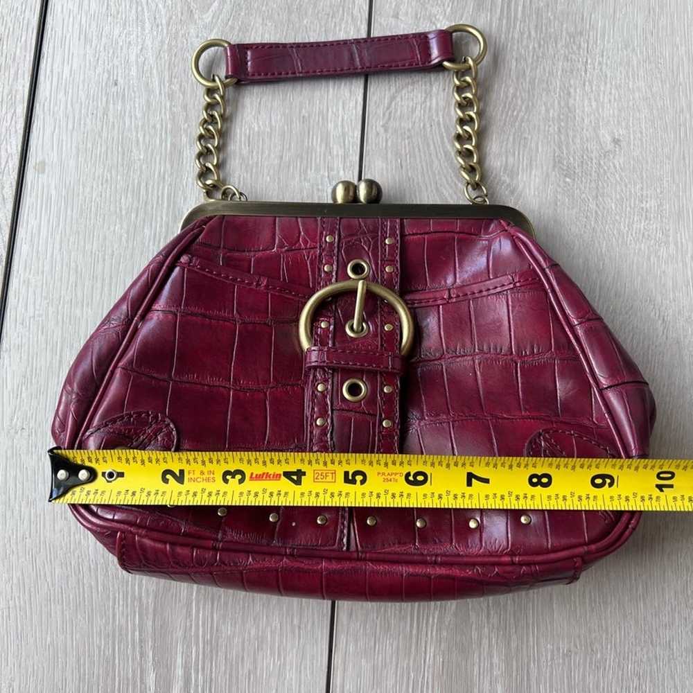 Nine West 90s Cranberry Croc Embossed Handbag Sma… - image 4